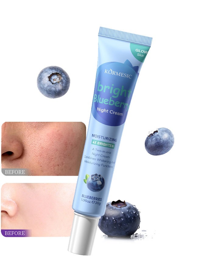 Kormesic Bright Blueberry Night Cream, Facial Moisturizer Barrier Cream for Hydration Moisture & Vitality 30g - Image 1